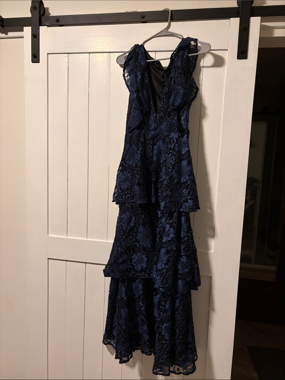 Lulu's Navy Blue Floral Lace Tiered Maxi Dress